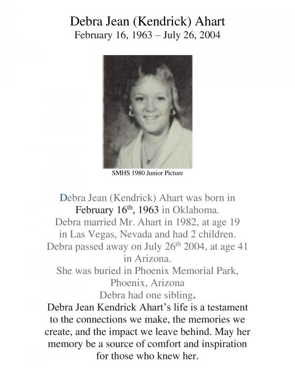 Debra Jean (kendrick) Ahart